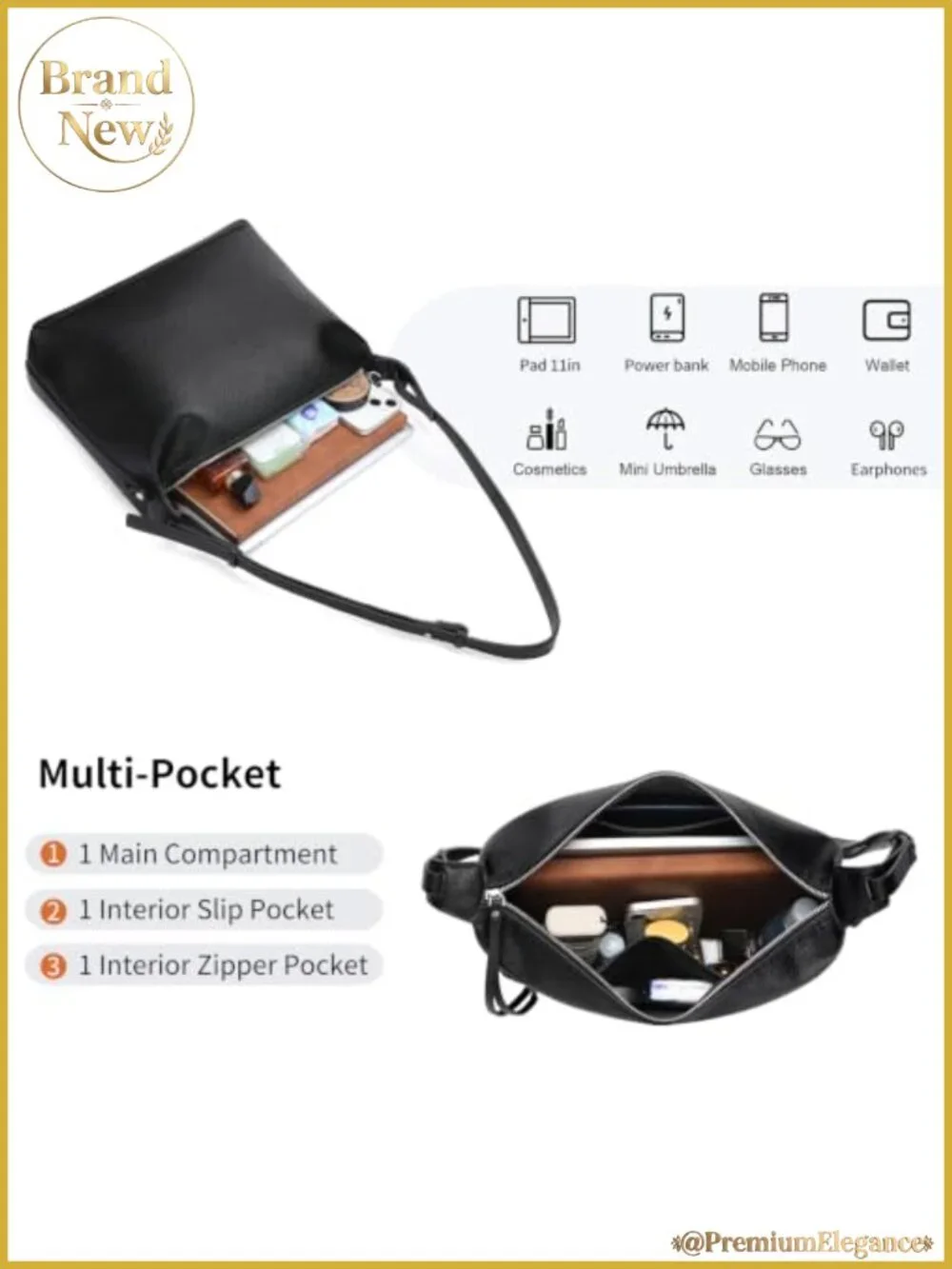 Vegan Leather Hobo Bag for Women Tote Shoulder Crossbody Purse with Detachable